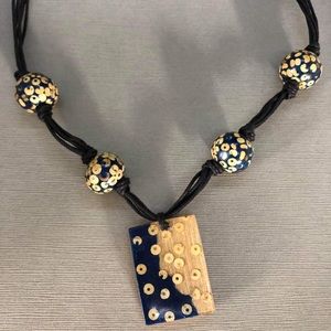 Painted wood, Vegan necklace